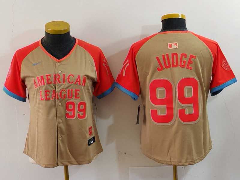 Womens New York Yankees #99 Aaron Judge Number Cream 2024 All Star Limited Stitched Jersey